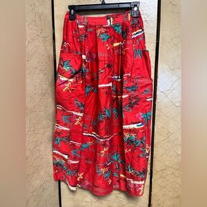 Vintage Pedder Street Womens 8 Cotton Floral Midi 70’s Flare Shift Skirt Pockets